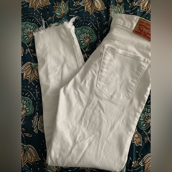 Levi's 721 Women’s Ankle high rise skinny jeans white distressed size 29 - Picture 7 of 11